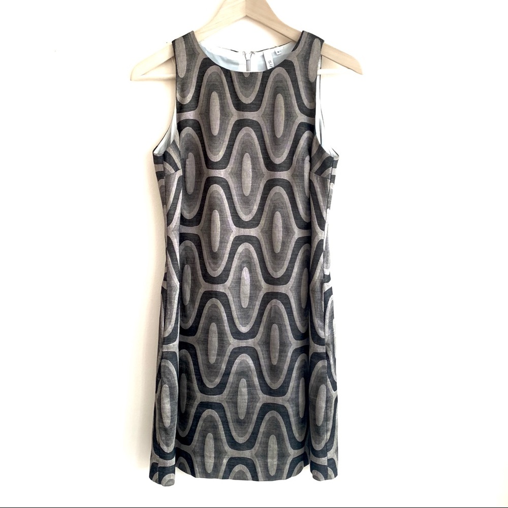 Sine Mod Retro Geometric Print Sheath Dress